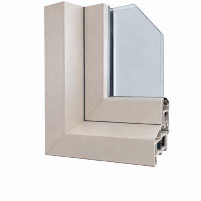 Kunststof kozijn model demohoek in Style verdiept profiel in verstek las